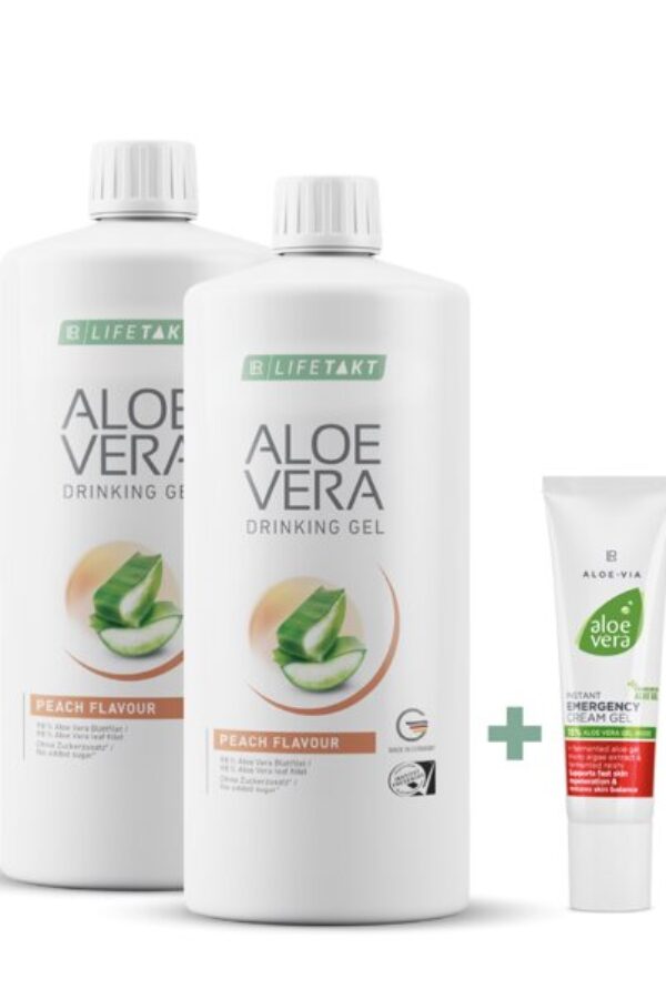 LR Aloe Vera Gel za piene s praskova праскова Peach myALOE.bg promo komplekt Алое Вера Гелове за пиене двоен комплект + подарък