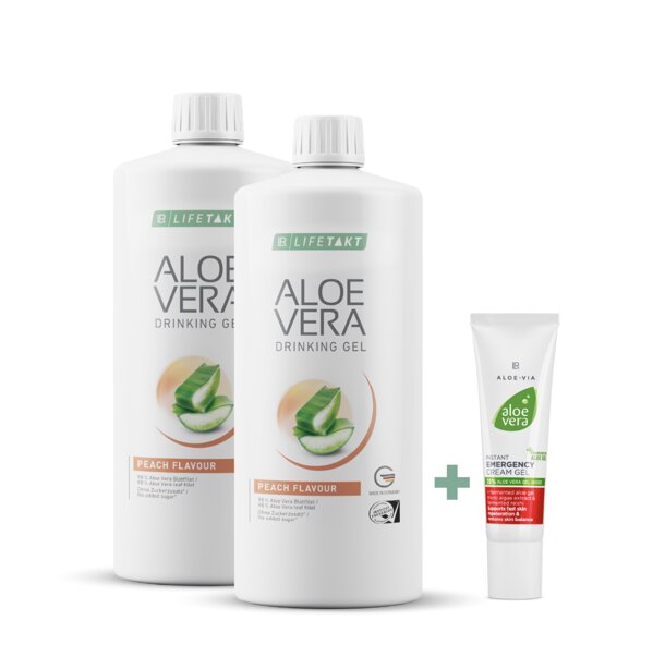 LR Aloe Vera Gel za piene s praskova праскова Peach myALOE.bg promo komplekt Алое Вера Гелове за пиене двоен комплект + подарък