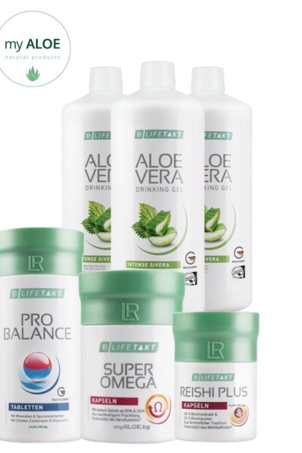 Комплект за Високо Кръвно - Aloe Vera с Коприва, Super Omega 3, Pro Balance, Гъба Рейши