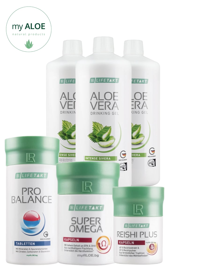 Комплект за Високо Кръвно - Aloe Vera с Коприва, Super Omega 3, Pro Balance, Гъба Рейши